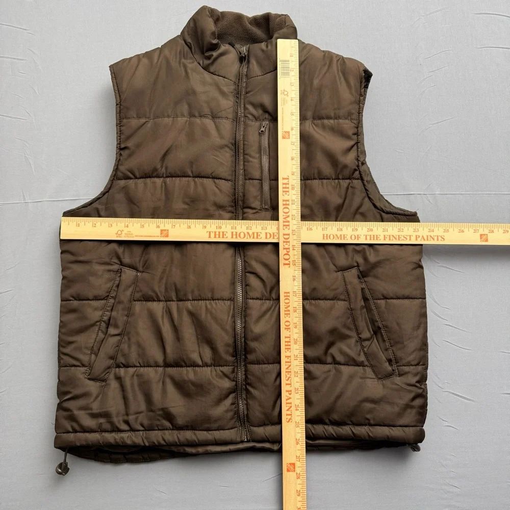 NordicTrack Brown Quilted Full Zip Vest Men's Stand-Up Collar Pockets Size L